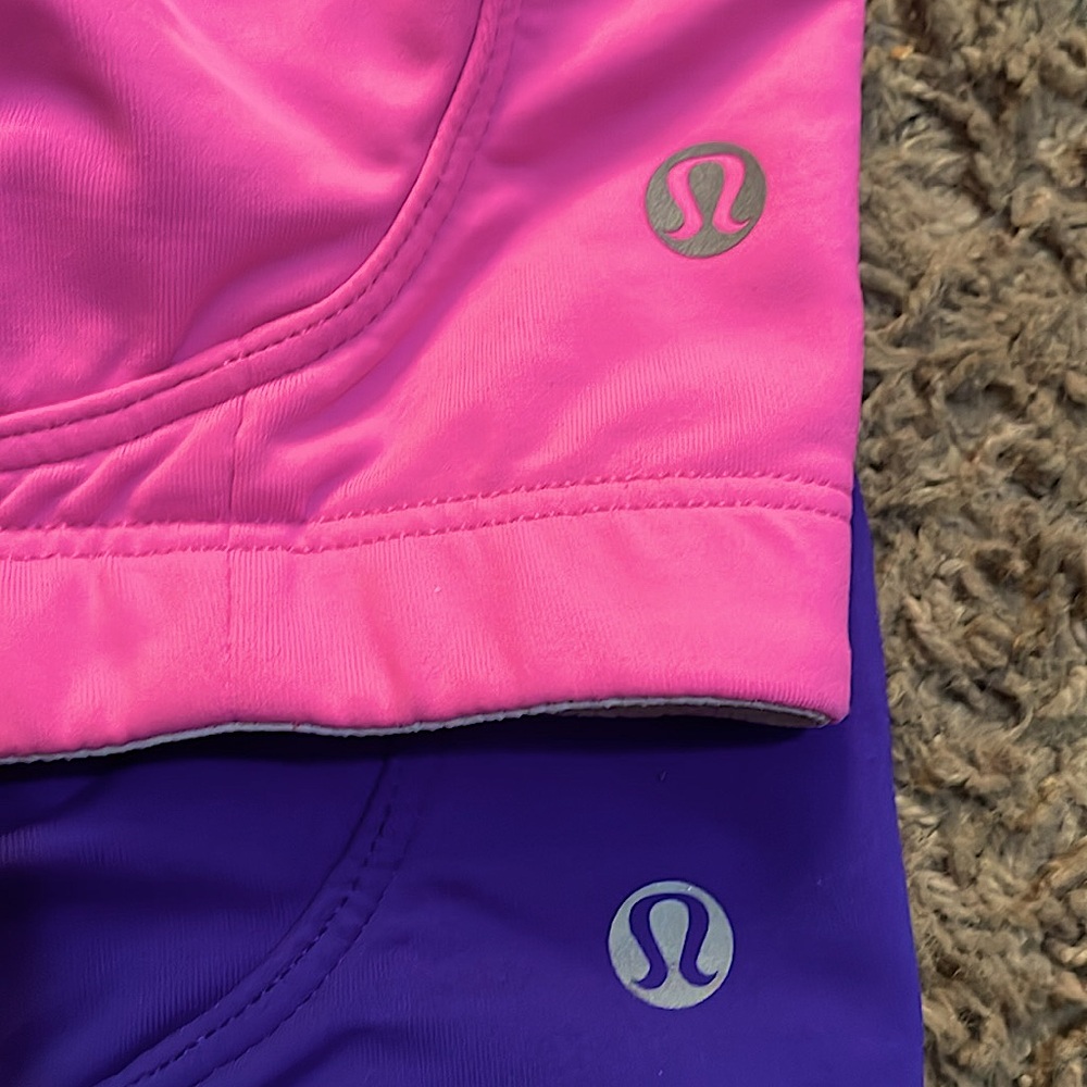 Lululemon Ta Ta Tamer II hot pink purple sports 2 bra lot - Picture 6 of 10